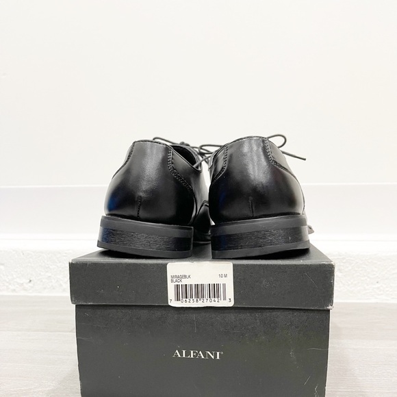Alfani Mirage Square Toe Dress Shoes Black Leather